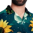 thumbnail image 5 of Crocodile Starry Sky Sunflower Men's Short Sleeve Button Down Casual Beach Printed Shirts, 5 of 6