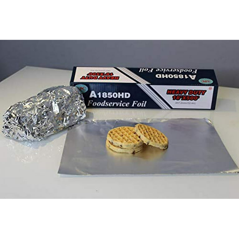 [1 Pack] Heavy Duty Food Service Aluminum Foil Roll (18 inch x 500 FT) with  Sturdy Corrugated Cutter Box - Great for Grill Use, Kitchen Wrap, Foil