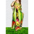 thumbnail image 2 of HAPPY BAY Women's Summer African Beach Maxi Slit Dresses Caftan Loungewear Dashiki Print Casual Cover up Caftans for Women 2X-3X Neon Green, Abstract, 2 of 5