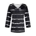 thumbnail image 3 of WTOBBY Women's V-Neck Casual Tunic Tops with 3/4 Sleeve, Loose Fit Basic Shirts, Striped Plaid Print Blouse for Fashion Comfort Everyday,Black L, 3 of 4
