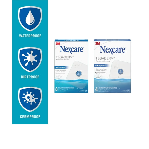 Nexcare Tegaderm Waterproof Dressing, Hospital Grade Bandages pack of 2