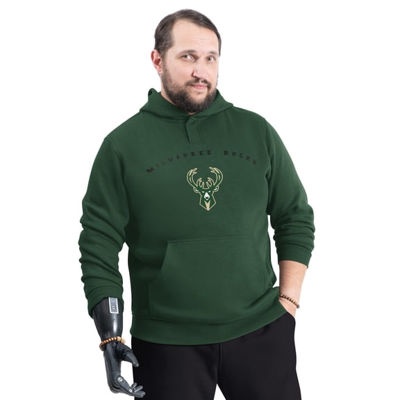 Men's G-III Sports by Carl Banks Green Milwaukee Bucks Adaptive Team Arc Fleece Hoodie