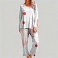 thumbnail image 4 of Enjoytime Pajama Sets for Women 2 Piece Heart Print Loungewear Crew Neck Long Sleeve Shirts Pants Matching Sleepwear Plus Size Comfy Soft Pajama Set, 4 of 6