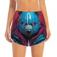 thumbnail image 4 of Lsque Neon Cyberpunk Blue Bear Printed Women's Running Shorts with Liner Pockets,Elastic Quick Dry Workout Athletic Gym Yoga Shorts,Womens High Waist Shorts-XX-Large, 4 of 9
