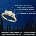 thumbnail image 2 of Gem Stone King 18K Yellow Gold Plated Silver White Ethiopian Opal and White Moissanite Engagement Ring for Women | 1.56 Cttw | Round Cabochon 6MM | Gemstone October Birthstone | Size 5, 2 of 7