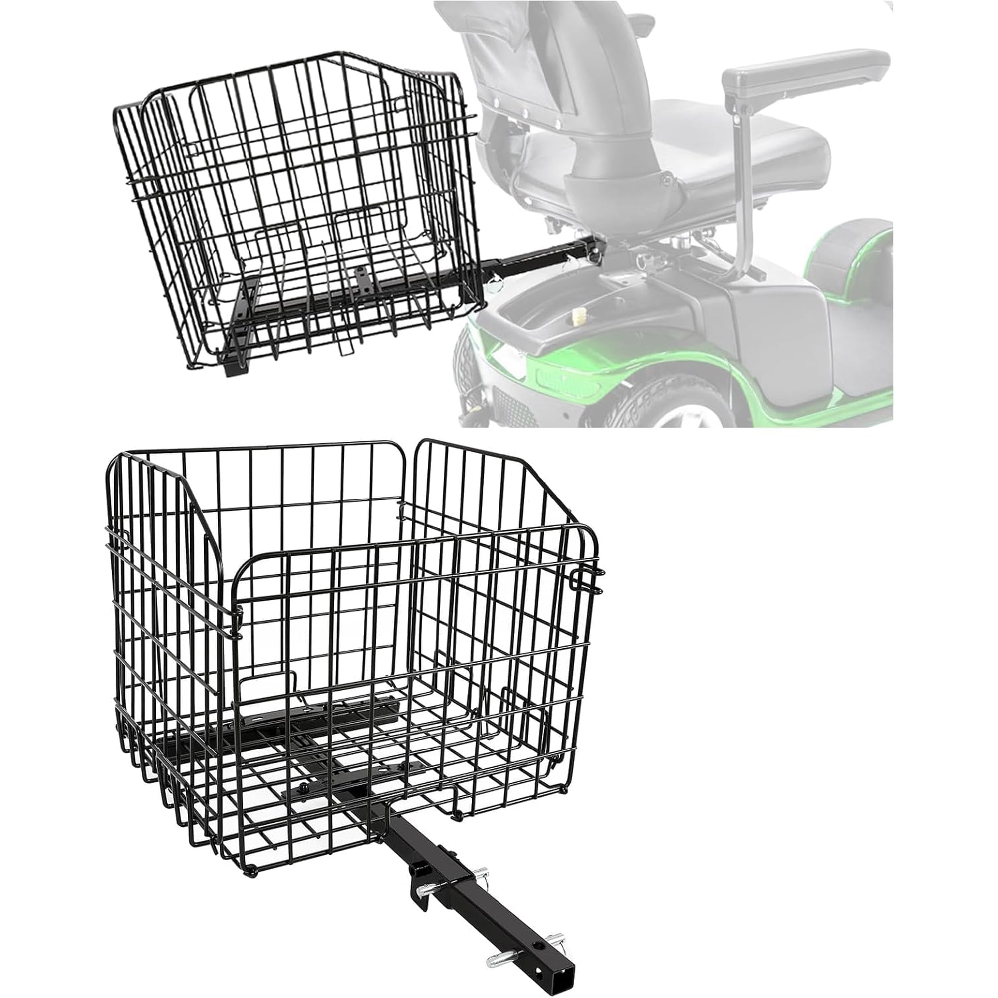 Kojem Folding Rear Basket for Mobility Scooters Waterproof with 1" Receiver Storage Cargo Basket