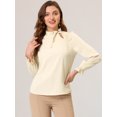 thumbnail image 4 of Blusa de Trabajo Allegra K manga larga cuello Alto volantes Elegantes para Mujer Albaricoque S, 4 of 6