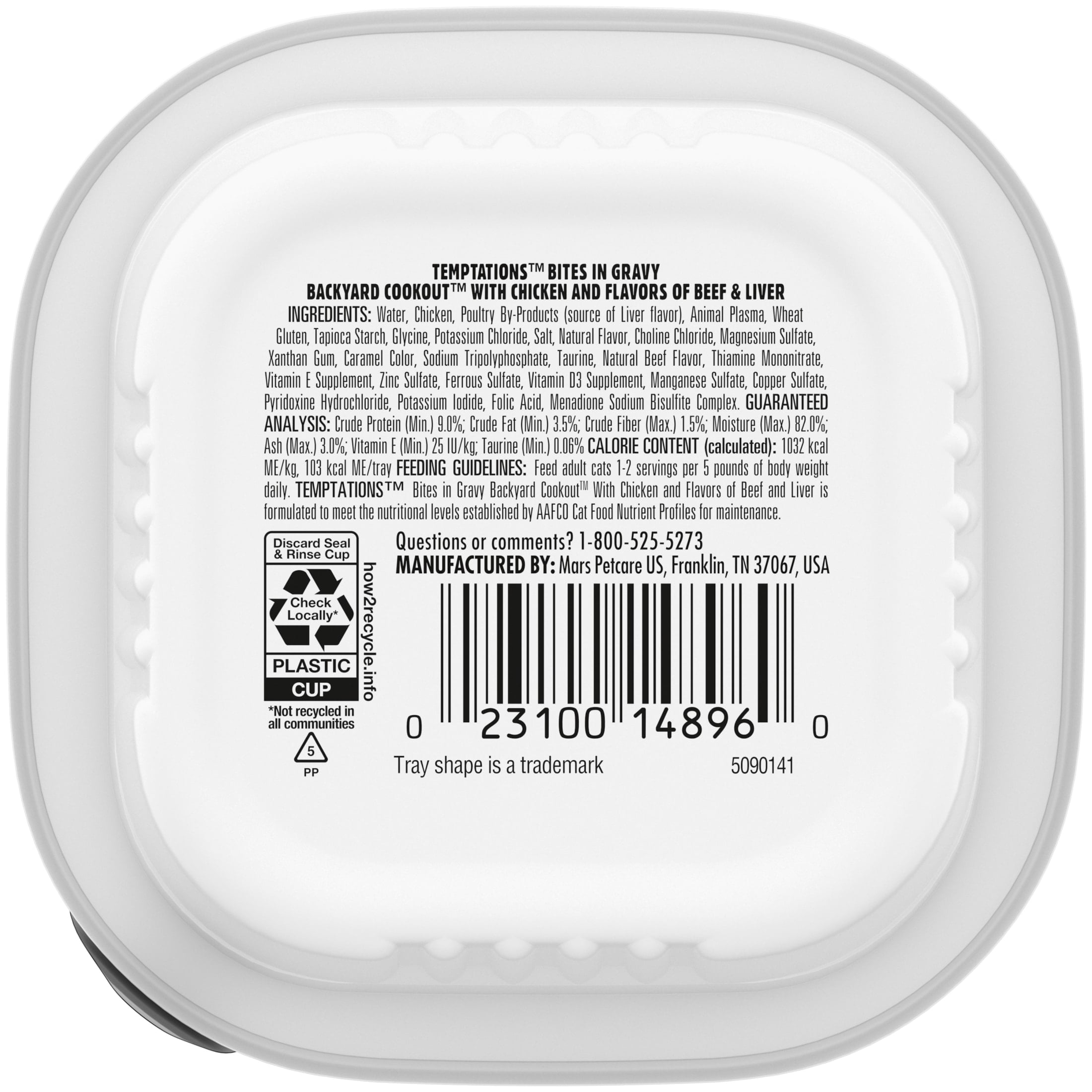 Temptations Bites In Gravy Backyard Cookout Flavor Adult Wet Cat Food, 3.5 Oz Tray