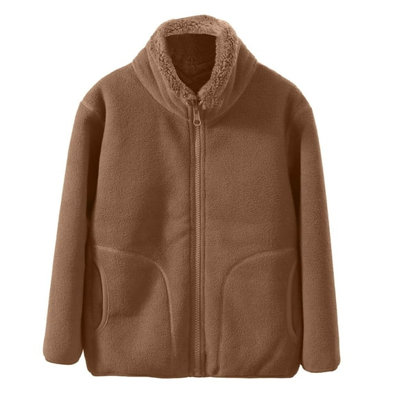 Mercatoo Girls Fleece Warm Winter Coat Full Zip 11erpa Jacket Soft Solid Color Outwear Teen Windproof Sweaters Jackets Clothes