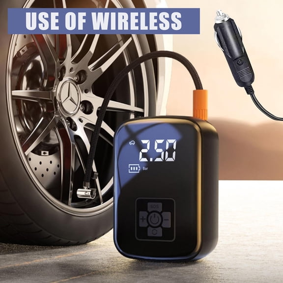 Portable Tire Inflator Air Compressor, 150 PSI Cordless Electric Air Pump with Digital Pressure Gauge, Auto Shut-Off Rechargeable Tire Pump for Car, Motorcycle, Bike, Balls