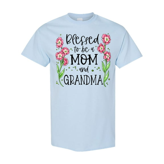 Inktastic Blessed to Be a Mom and Grandma Pink Flowers T-Shirt