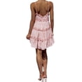 thumbnail image 3 of KOMOO Women Floral Ruffle Mini Dress V Neck Backless Spaghetti Strap Swing Dress A-Line Dress, 3 of 5