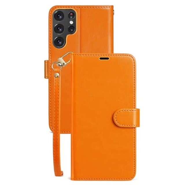 Case For Samsung Galaxy S26 Ultra/S26 Plus/S26, PU Leather Cover With Card Insertion Kickstand Wristlet Shell