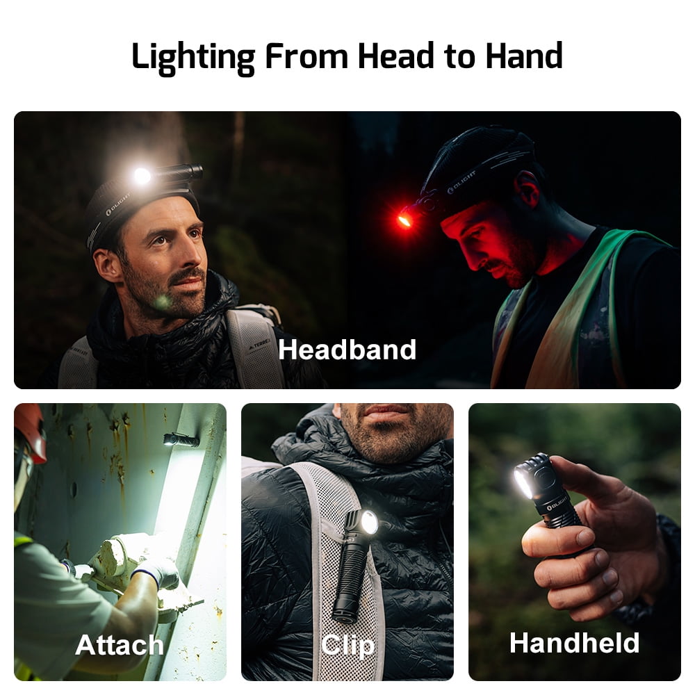 OLIGHT Perun 3 Rechargeable Headlamp Flashlight, 3000 Lumens LED Headlight with Red Light, Waterproof Head Lamp with Headband for Outdoor Camping, Hiking, Working(Black)