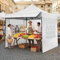 thumbnail image 2 of Costway 10 x 10 FT Pop up Canopy Tent with Sidewalls & Awning, Wheeled Bag, Sandbags, Stake White, 2 of 10