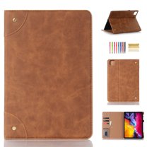 Dteck Case For Apple iPad Pro 11 2nd Generation (2020 Released) 11 inch, Retro Vintage Leather Wallet Smart Folio Case Stand Shockproof Protective Automatic wake/sleep Cover ,Sallow