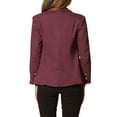 thumbnail image 3 of INSPIRE CHIC Women's Denim Blazer Notched Lapel Single Breasted Shoulder Pad Work Jackets L Burgundy, 3 of 6