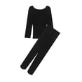 thumbnail image 4 of Rswnyirn Kids Girls Fleece Lined Thermal Underwear Long John Set Ballet Dance Undergarments Black 4, 4 of 8