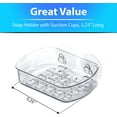 thumbnail image 2 of 4 Clear Soap Dish Suction Cup Drain Holder Bar Saver Tray Bathroom Shower Rack, 2 of 4