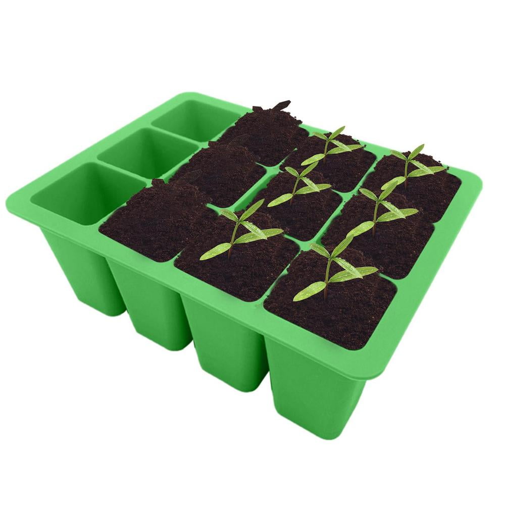 Laideyi Seed Tray Seed Starting Trays Plant with 12 Cells Mini Greenhouse Germination Trays for
