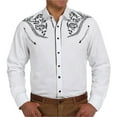 thumbnail image 4 of Hpapadks Mens Shirts Western Cowboy Embroidered Long Sleeve Button Down Lapel Business Blouses Slim Fit Mens Dress Shirt White M, 4 of 5