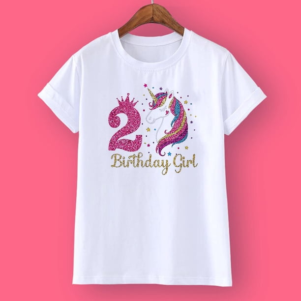 Camiseta de cumpleaños de unicornio 1-12 Camiseta de cumpleaños Camiseta salvaje Camiseta de fiesta para niñas Ropa con tema de unicornio Regalos para niños Camisetas de moda Camiseta Tan Jianjun unisex