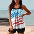 thumbnail image 4 of Aboser Women's Patriotic Tankini Swimsuit with Built in Pads Full Coverage High Waisted Bathing Suits Two Piece Tummy Control Swimwear Retro Stars and Stripes USA Flag Swimming Suit Sky Blue M, 4 of 5
