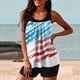 thumbnail image 4 of Trajes de baño Amzcrzy Tankini para mujer para mujer, traje de baño conservador de cintura alta, moderno, estampado del Día de la Independencia, traje de baño de dos piezas, multicolor, XL, 4 of 5