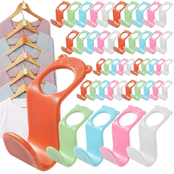 Slmt Ganchos Conectores Para Colgadores De Ropa 50 Piezas Extensor De Ahorro De Espacio Para Perchas De Alambre De Madera De Terciopelo De Plástico - Organizador De Armario Resistente