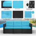 thumbnail image 2 of Cozyhom 3-Seat Outdoor Patio Sofa, PE Rattan Wicker Aluminum Frame Sectional Couch, Black/Blue, 2 of 5