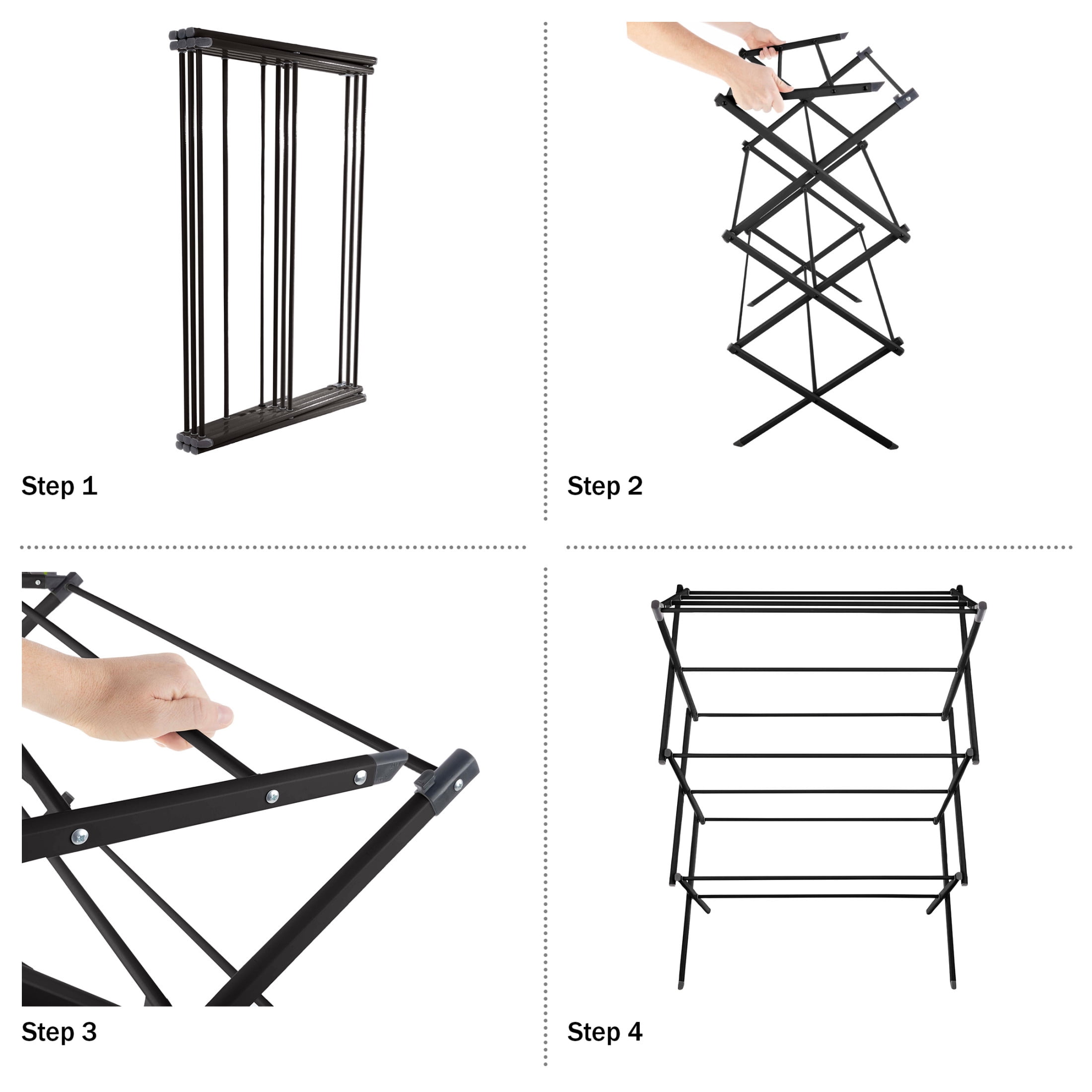 Lavish Home Collapsible Clothes Drying Rack for Indoor/Outdoor Use (Black)