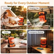 WLRETMCI Portable Camping Fan Rechargeable Battery Operated Fan with Light and Mist 20000mAh Outdoor Fan for Tent Travel Emergency