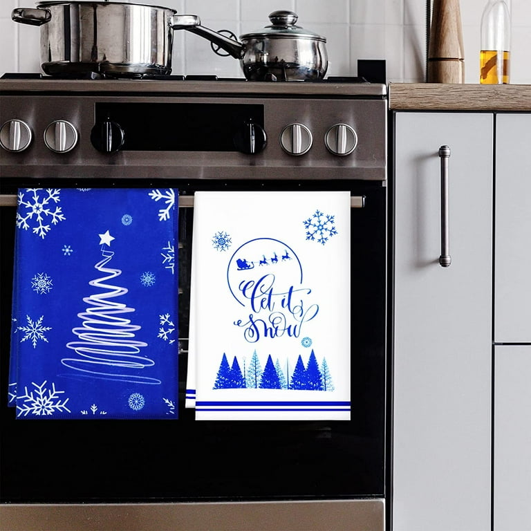 Urban Villa Kitchen Towel Set of 6 Christmas Trees Snowflakes