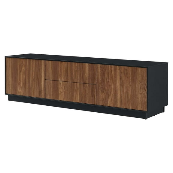 Media TV Stand Console Table, Brown Black, Wood, Living Room Lounge Cafe Lobby Hospitality Restaurant, Modern Contemporary HB36276