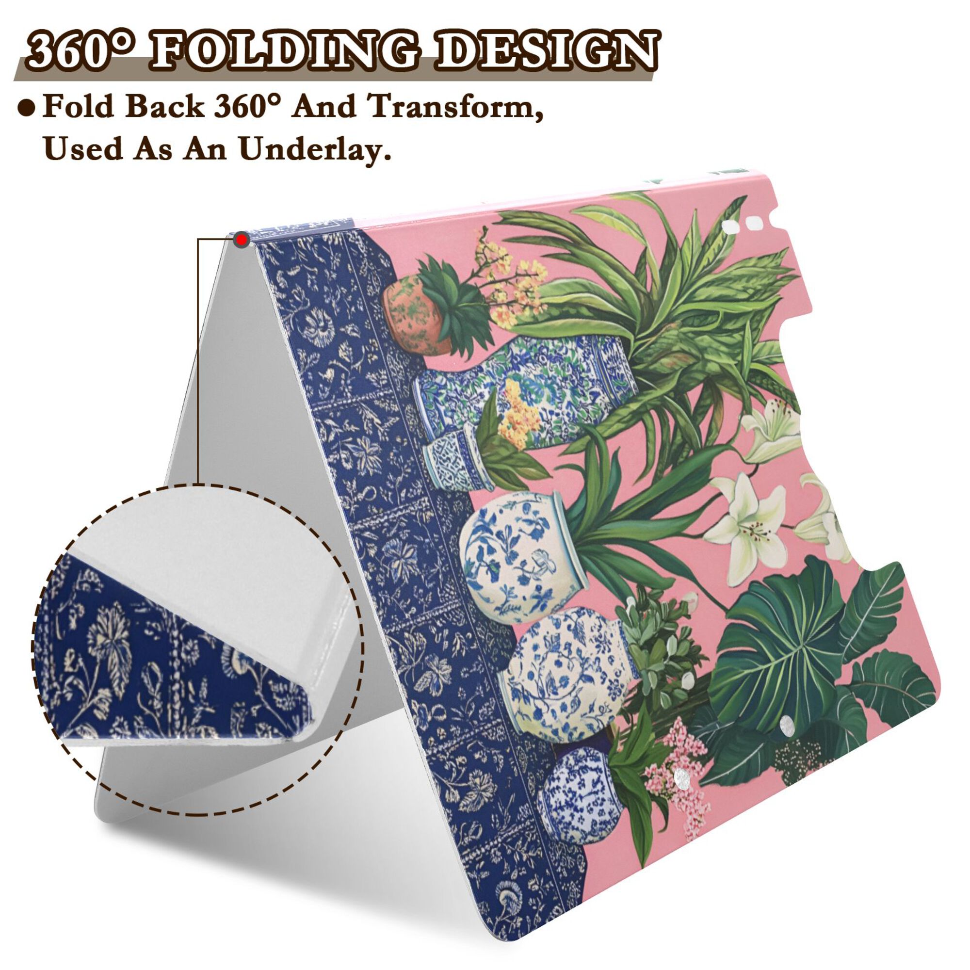 FORMRS A4 Clipboard Folder with Pen Holder Horizontal Foldable School Office Binder, Floral Vase