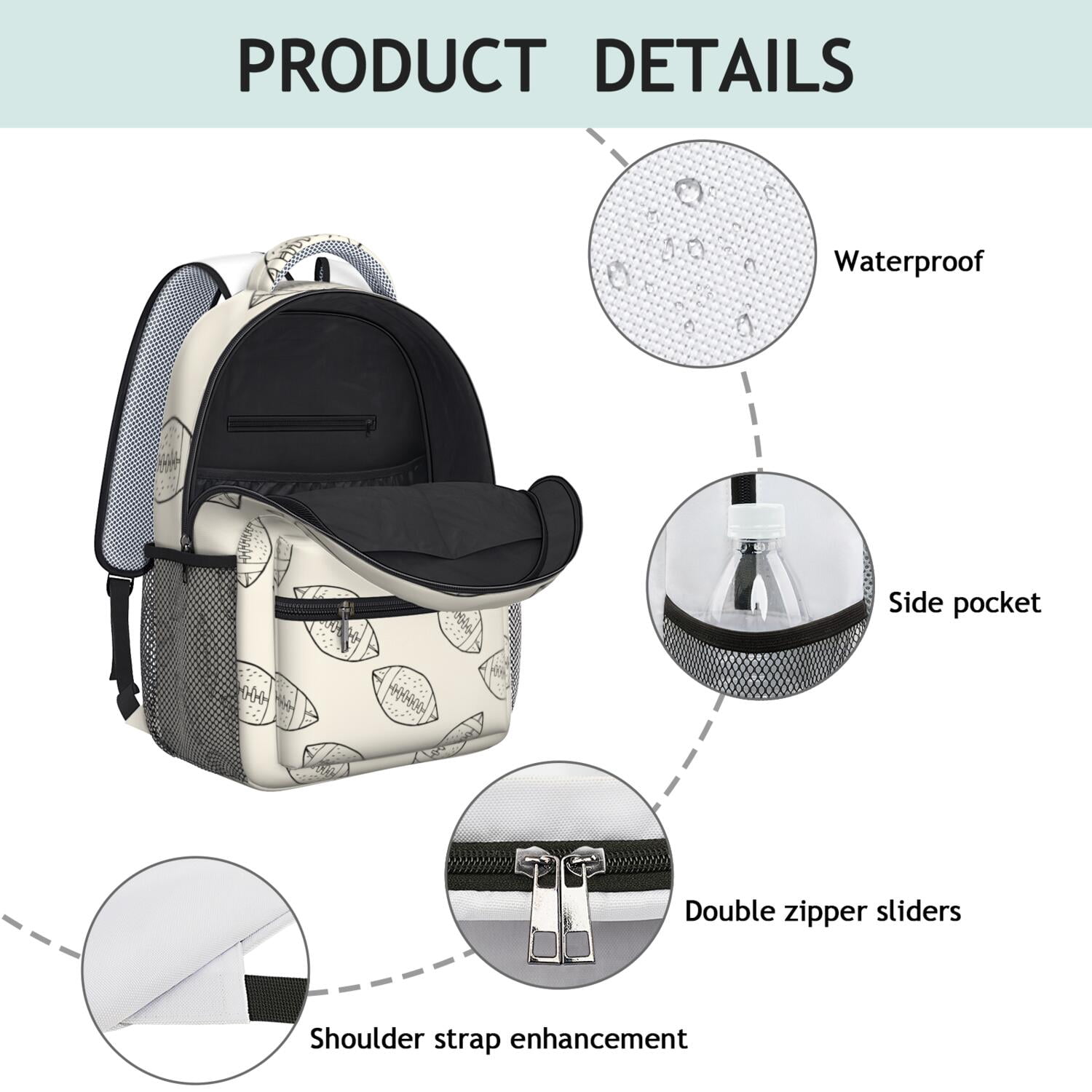 Team Spirit Waterproof Backpack - Ergonomic Student Backpack for Baseball, Football, Soccer Fans - Breathable & Durable Design for Teens