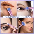 thumbnail image 4 of Paquete de 7 brochas de maquillaje, juego de brochas de cosméticos con brillo elegante, brocha de mezcla profesional con mango de lentejuelas de cristal (azul), 4 of 5