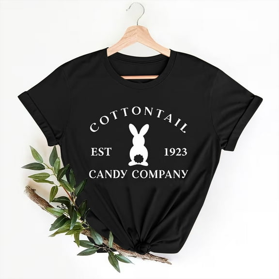 HOMBOM Short Sleeve Easter T Shirts for Women Black Crew Neck T-shirt Easter Letter Print Spring Tops for Women 2024 L