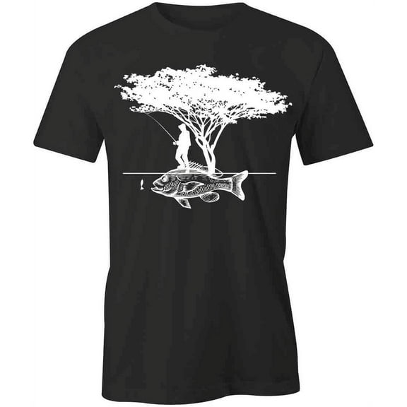 Fishing Tree T-Shirt | Cool Fishing Black Tee Gift