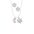 thumbnail image 2 of Delight Jewelry Silvertone Chicken 3-D Silver tone Snowflake Charm Necklace and Stud Earrings, 2 of 4