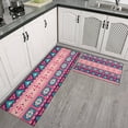 thumbnail image 2 of Pink and Teal Geometric Boho Pattern Kitchen Rugs Sets Of 2,Anti Fatigue Kitchen Mat Rugs Non Slip Washable,Decorative Kitchen Floor Mats for Kitchen,Sink,Laundry,17"x30"+17"x47", 2 of 7