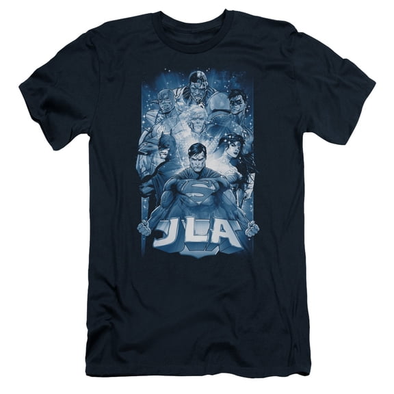 JLA Justice League Burst S/S Adult 30/1 T-Shirt Navy