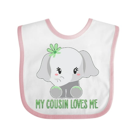 

Inktastic My Cousin Loves Me- Cute Elephant Gift Baby Boy or Baby Girl Bib