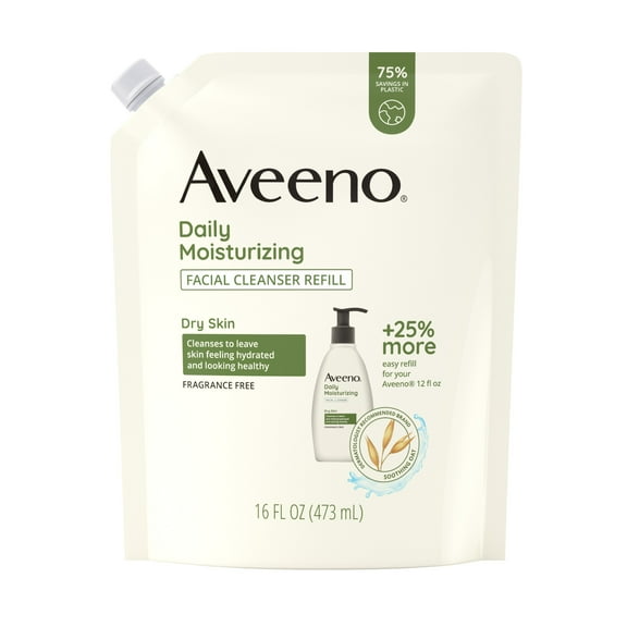 Aveeno Daily Moisturizing Face Wash Refill, Soothing Oat Facial Cleanser, 16 oz