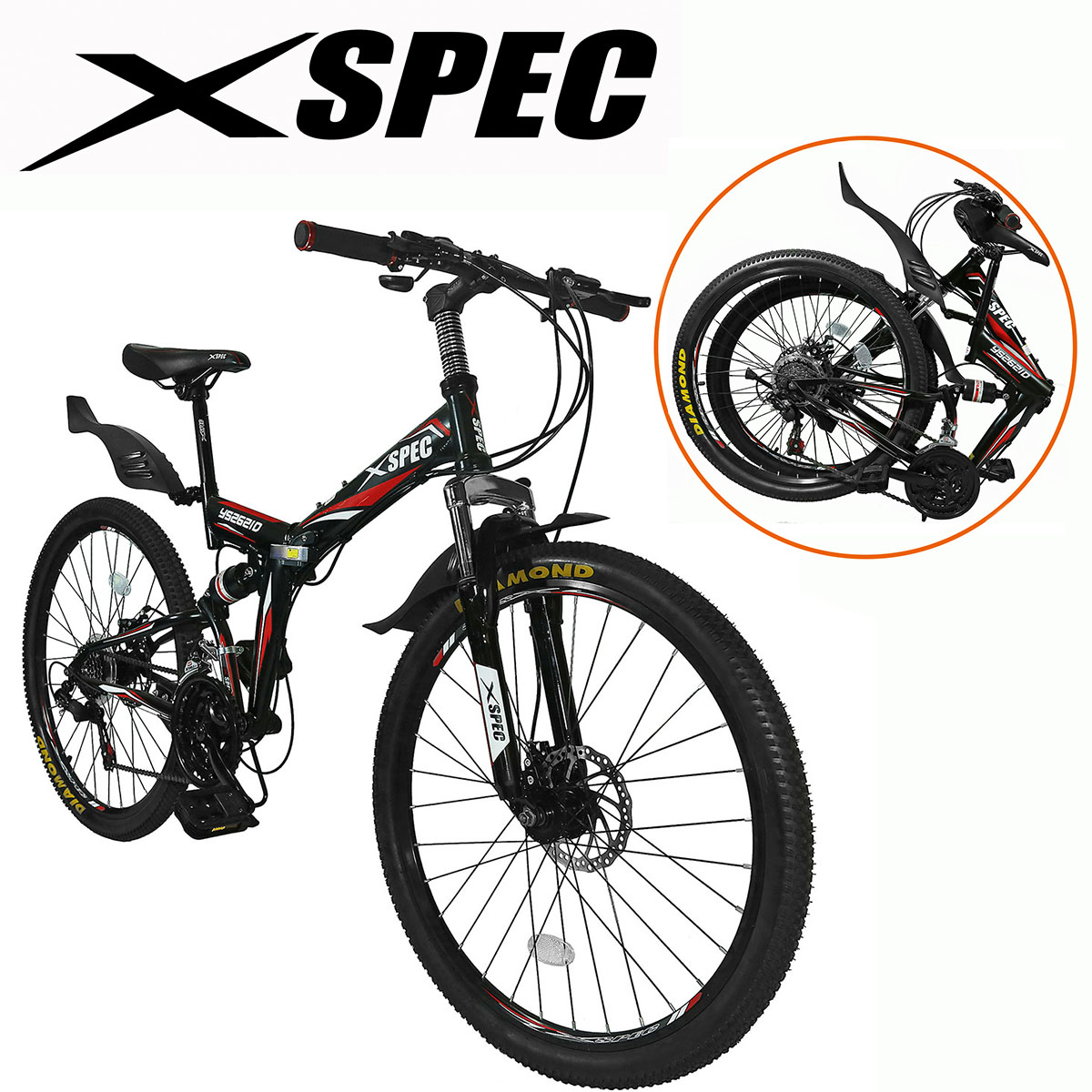 Xspec 7 Speed 26″ Folding Compact Mountain Bike