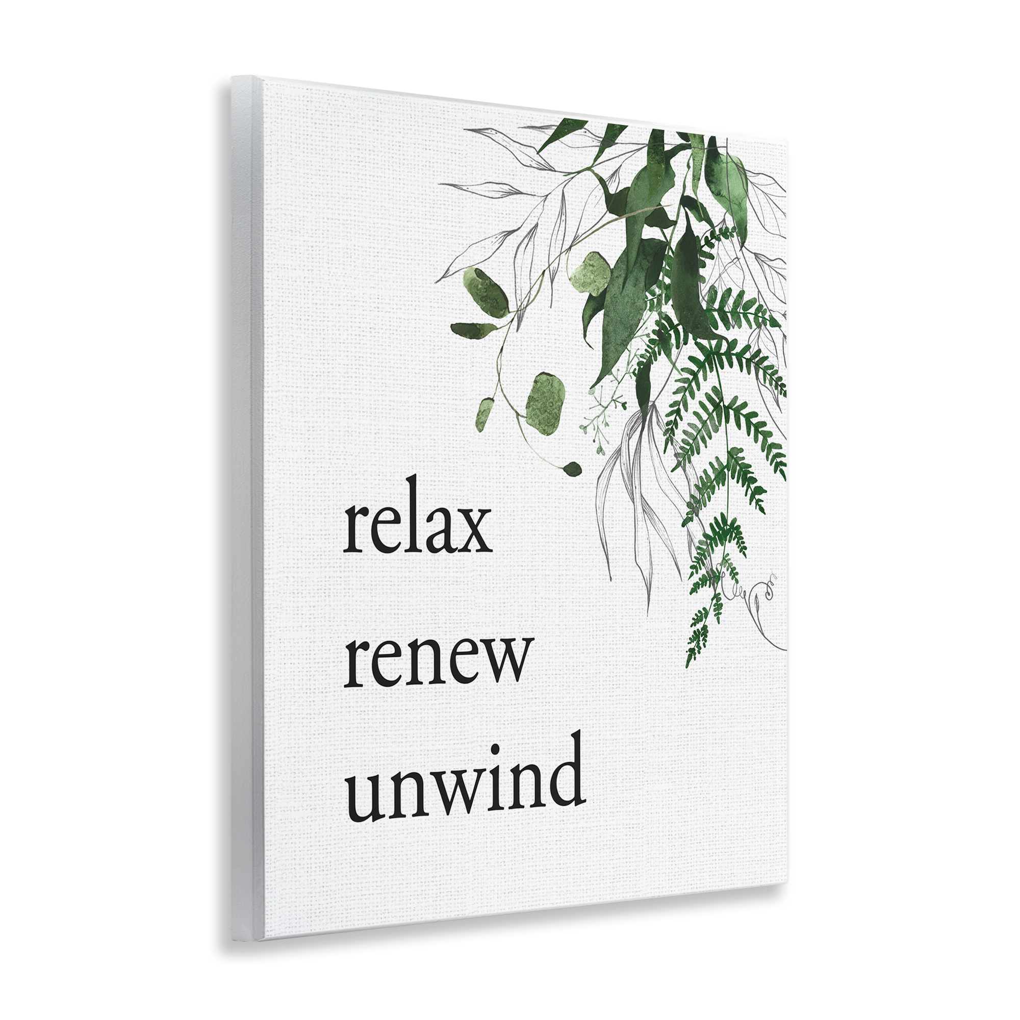Relax Renew Unwind with Foliage Wall Plaque Art, design by Lettered and Lined