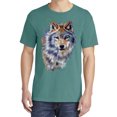 thumbnail image 2 of Wild Bobby, Wolf Oil Painting, Animal Lover, Garment-Dyed Washed Look Short Sleeve T-Shirt, Emerald, Large, 2 of 3