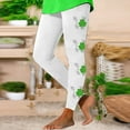 thumbnail image 2 of DeHolifer Leggings for Women High Waist Saint Patrick's Day Clover Print Tummy Control Leggings Yoga Slim Fit Tight White M, 2 of 3