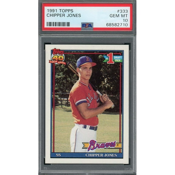 Chipper Jones 1991 Topps Baseball Rookie Card RC #333 Graded PSA 10