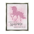 thumbnail image 3 of Stupell Industries Leave A Little Sparkle Phrase Pink Shimmer Unicorn Luster Gray Framed Floating Canvas Wall Art, 24x30, by Natalie Carpentieri, 3 of 5